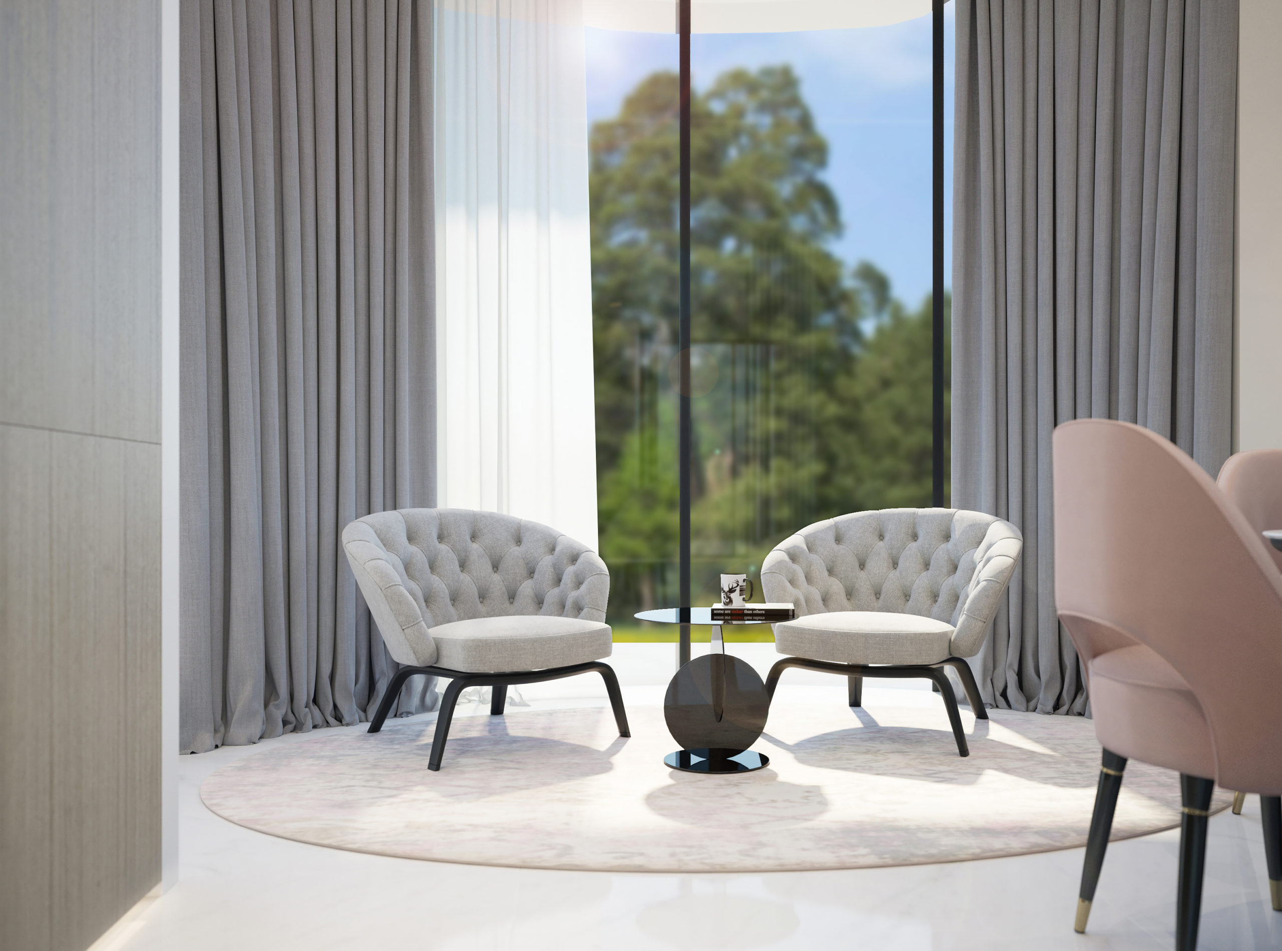 the  villa overlooks dramatic mountainous scenery